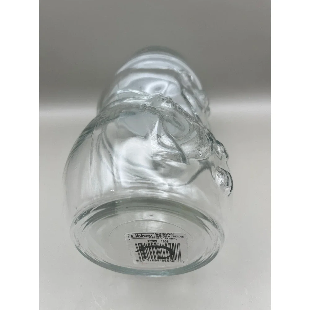 Vtg Libbey‎ Clear Glass Snowman Jar with Top Hat Lid Holiday Storage 75303 1638
